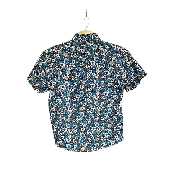 Rosso Milano Italy Extra Large (XL) Modern Fit Blue Purple Floral Short Sleeve N - Picture 2 of 7